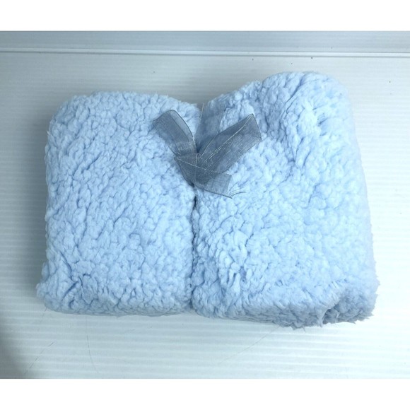 Blue Mello Blue Fluffy Sherpa Baby Swaddle Wrap 22" x 11" NEW in box Gift Ready - Picture 2 of 11